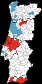 B - Aglomerados de casos de anomalias congénitas (/1 nascimentos) nos concelhos de Portugal Continental, reportadas ao RENAC no período de 2 a 21 (Índice Local de Moran).
