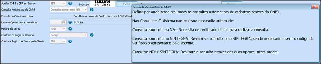 11- Nova Aba em Parâmetros por Empresa Foi criada uma nova aba para cadastrar tipos de pedido padrão