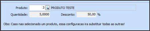 conforme exemplo abaixo: Acima de X produtos, desconto de Y: Esta configuração permitirá que o usuário aplique uma porcentagem de desconto em cima de uma