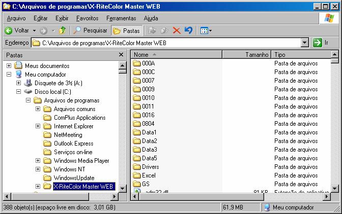 Permissões de Usuários 1. Abra o Windows Explorer e vá até o diretório (pasta) do X-RiteColor Master Web. 2.