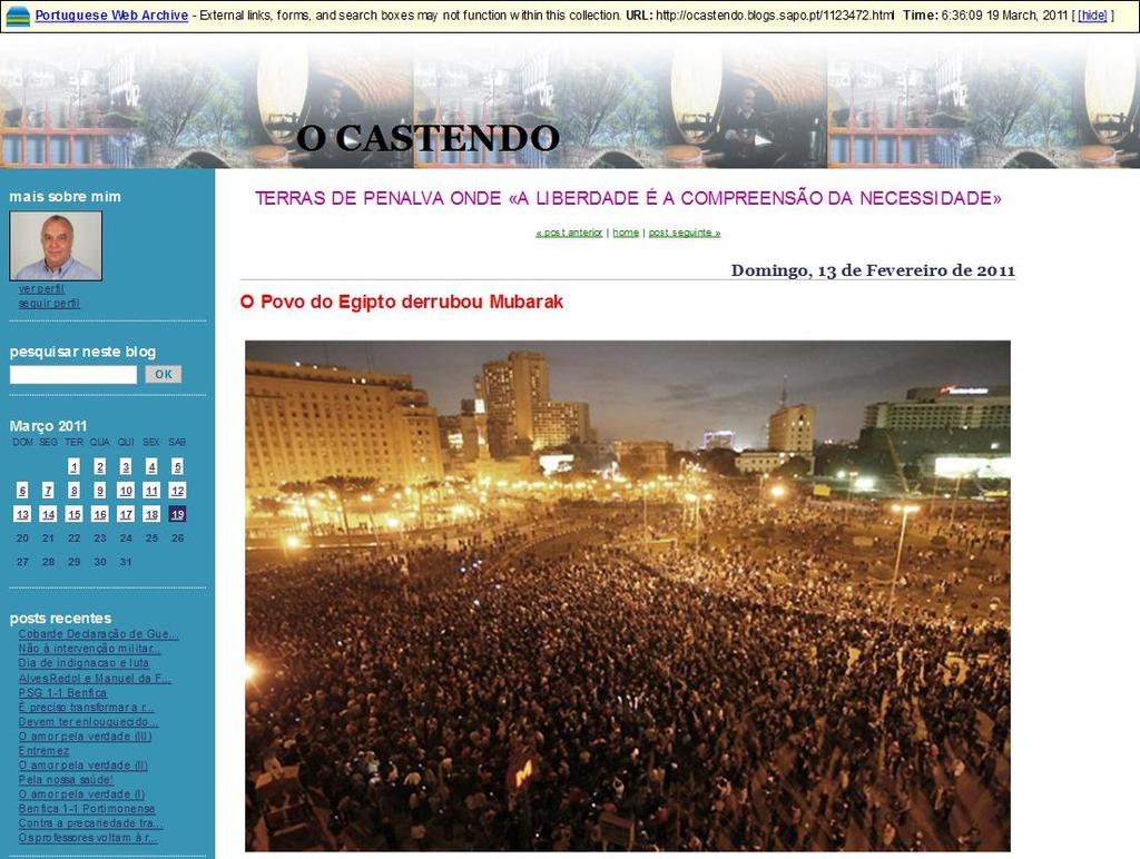 Eventos internacionais Revolução Egípcia de 2011: