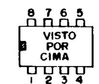 Nos integrados de encapsulamento DIL a numeração dos terminais é feita a partir do terminal 1 (identificado pela marca), vai por essa linha de