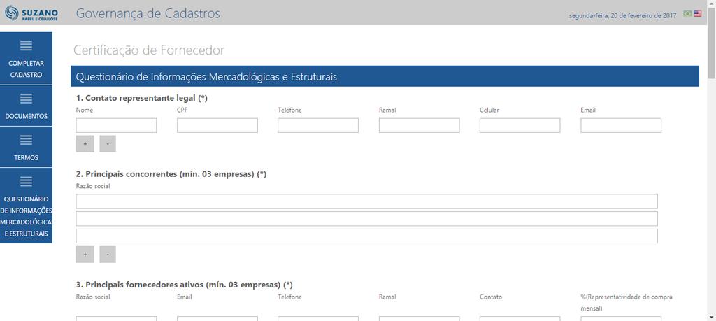 Preencha corretamente todas as informações