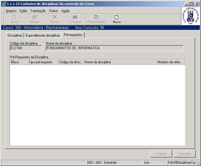 1.9. Guia: pré-requisitos Entende-se por pré-requisitos, um conjunto de requisitos como disciplinas, cargas horárias e outras, que devam ter sido satisfeitas antes da disciplina objeto de matricula.