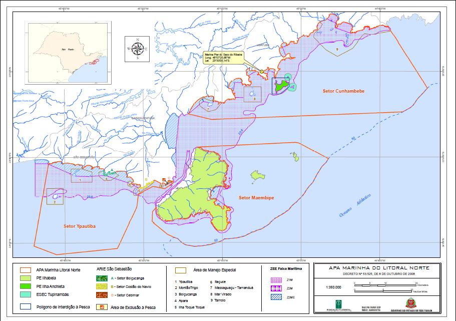 Figura 2 APA Marinha do Litoral Norte, com o Zoneamento Ecológico- Econômico. Fonte: APA Marinha LN O Decreto nº 53.