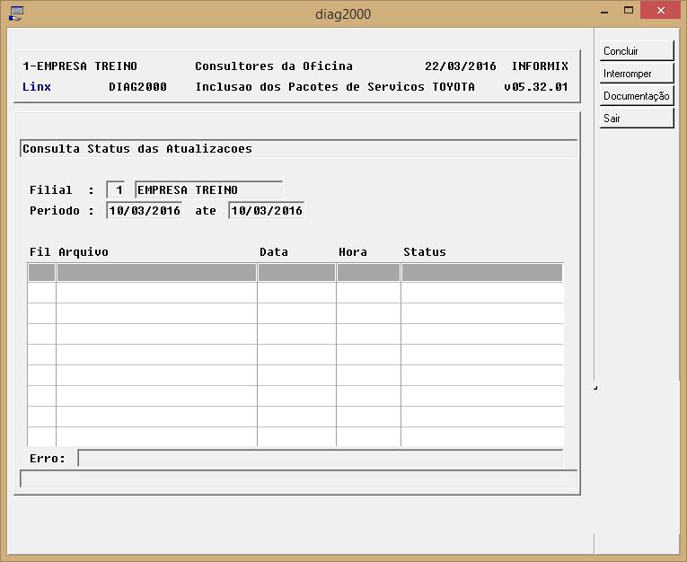 Aba Status Nessa aba será apresentado o status da atualização dos arquivos disponibilizados pela montadora.