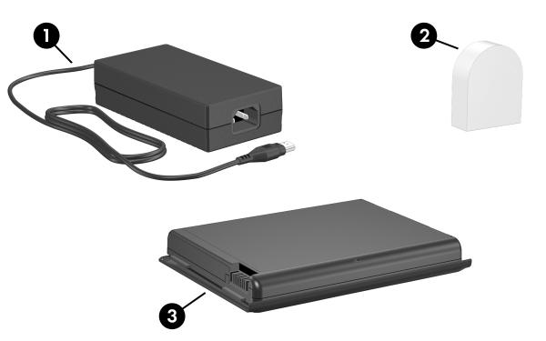 Hardware Adaptadores e baterias (O aspecto do transformador CA pode variar.) Componente Descrição 1 Transformador CA Converte energia CA em energia CC.