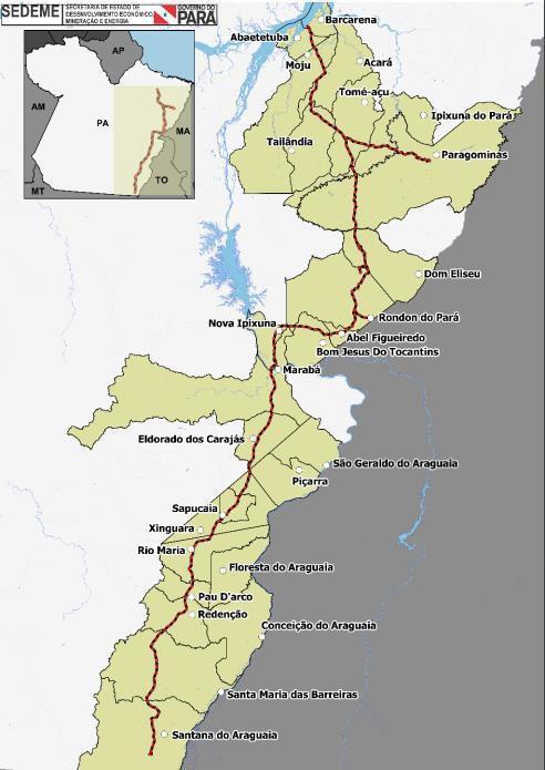 Ferrovia Paraense O traçado da Ferrovia Paraense dá acesso às principais minas no Pará, bem como às cargas do agronegócio. Condições privilegiadas garantem a competitividade.