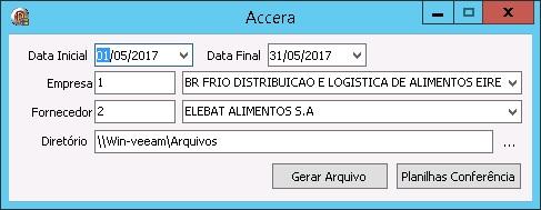 Caso sua empresa tenha o sistema hospedado no servidor WMC utilize o endereço: \\WIN-Veeam\Arquivos c) Clique em Gerar Arquivo e aguarde a extração dos arquivos (na pasta selecionada): e) O arquivo