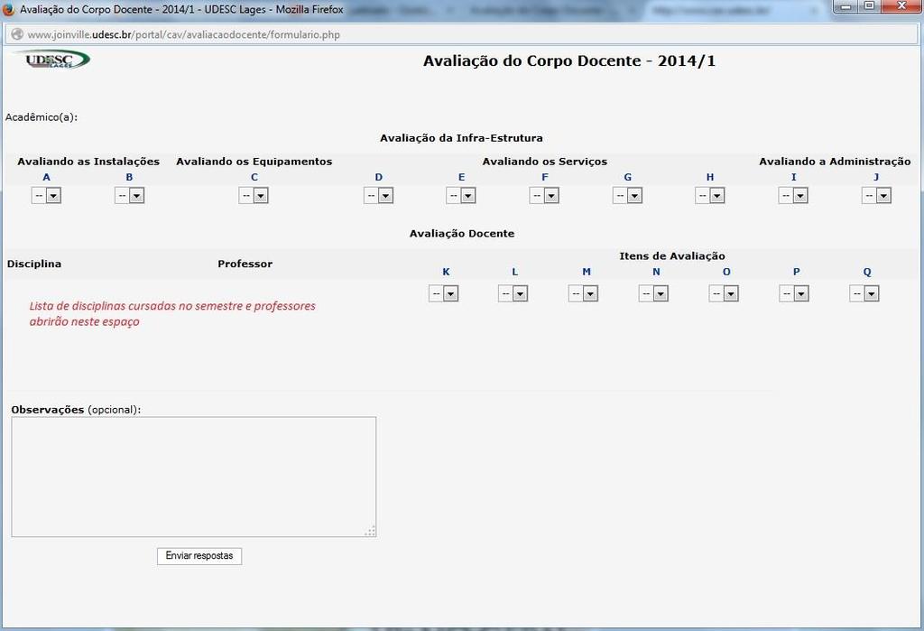 É importante destacar que a avaliação está organizada pelos itens citados nesse manual e estão representados por letras do alfabeto, variando da letra A, até a letra Q, sendo cada letra um item