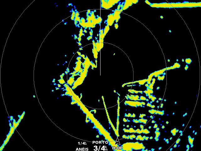 Modo Porto O modo Porto é o funcionamento normal do radar para utilização em águas interiores com um radar GMR 604 xhd, 606 xhd, 1204 xhd ou 1206 xhd.