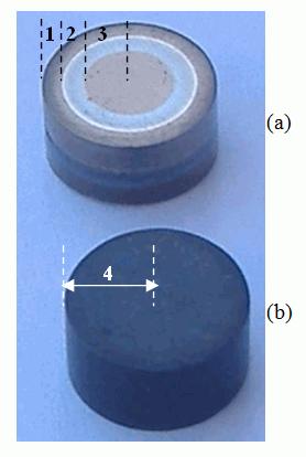 Figura 2: Fotografias do aço AISI 420, apresentado anéis de erosão quando tratado convencionalmente (a), e sem efeito de borda quando tratado em gaiola catódica (b).