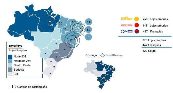 DIVULGAÇÃO DOS RESULTADOS 3 Lojas Próprias e Franquias A Brasil Pharma está entre as maiores empresas do setor de varejo farmacêutico no Brasil, operando, atualmente, por meio das redes Drogarias Big