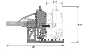 unidade de furação horizontal de 118 kg Diâmetro de conexão à aspiração de cavacos de 100 mm Fluxo volumétrico de 141 m³ / h Consumo de ar de 1,2 litros / curso