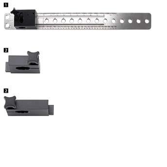 Gabaritos de furação Accura Para dobradiças, calços de montagem e guias Bloco de furação Accura (de profundidade ajustável) Bloco de furação de profundidade ajustável para o gabarito de furação