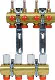 Emissores Pavimento radiante Coletor pré-montado de latão Coletor pré-montado com indicadores de caudal e possibilidade de regulação dos circuitos. Podem-se ligar de 2 a 12 circuitos.