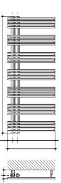 Emissores Radiadores para quarto de banho Toalheiros Orifícios de ligação de 1/2. Possibilidade de ligação bitubular ou monotubular. (Utilizar a torneira Monotubo vertical da série termostatizável).