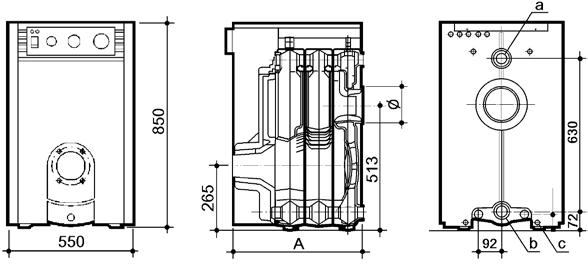 B 20 30 40 50 60 Potência térmica nominal Aquecimento 80/60ºC kw 20,0 29,0 38,0 48,0 58,0 Rendimento à potência nominal 80/60ºC % 92,9 93,2 93,4 93,6 93,7 Rendimento com carga parcial de30% 50/30ºC %