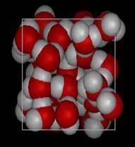 No estado líquido cada molécula de água está rodeada