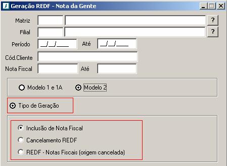 Tipo de Geração Inclusão de Nota Fiscal Utilizado para geração do arquivo magnético das Notas Fiscais Ativas (status 01),será gerado um arquivo com a seguinte nomenclatura:
