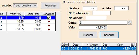 Para esclarecer alguma questão sobre o lançamento pode dar duplo click sobre a linha do documento da contabilidade (Janela da direita) e o sistema irá abrir esse lançamento.