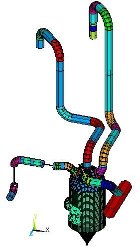 6. RESULTADOS 6.1. Tubulação 6.1.1. Análise De Flexibilidade Figura 3. Modelo computacional do vaso com a tubulação.