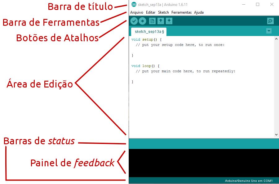 Desligue o Arduíno ao alterar os componentes Durante o trabalho de construção e programação de suas máquinas, será necessário plugar e desplugar componentes no