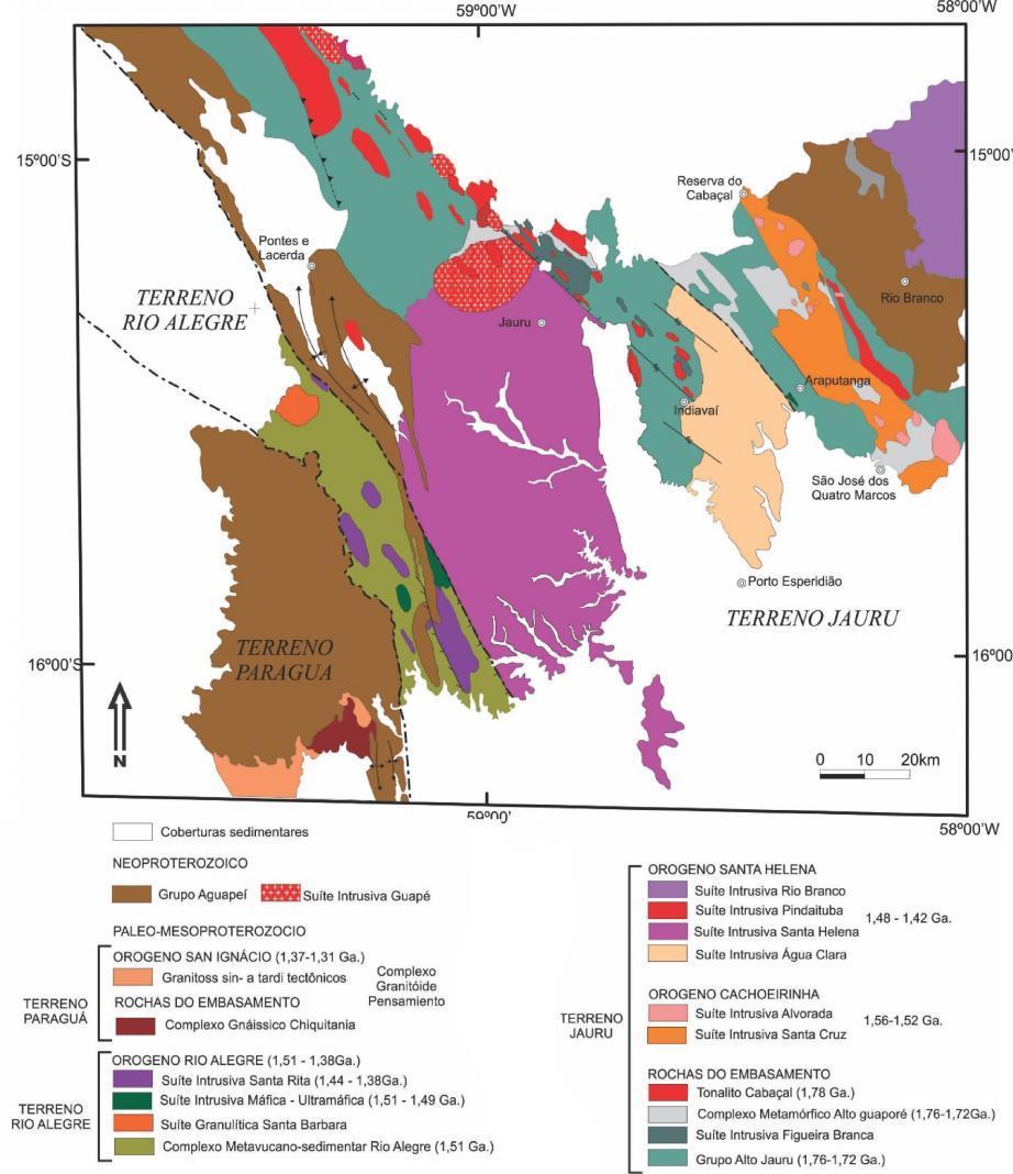 Silva, D.C. 2016.Contexto Geológico e História Deformacional do Granito Indiavaí SW do Cráton Amazônico. Área Estudada Figura II.