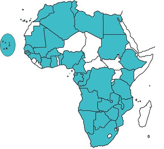 3. PANORAMA ATUAL Países africanos com Embaixadas