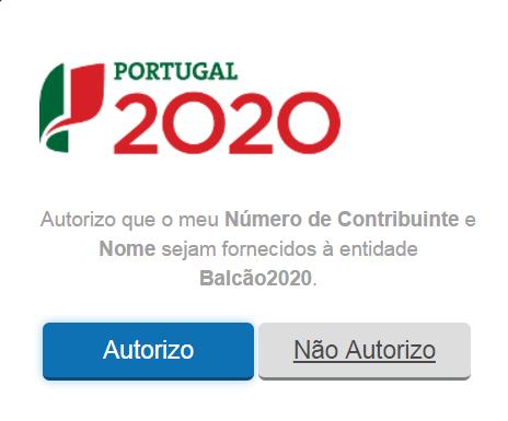 Deverá autorizar que o número de contribuinte e nome sejam fornecidos à entidade Balcão2020 através da flag no ecrã.