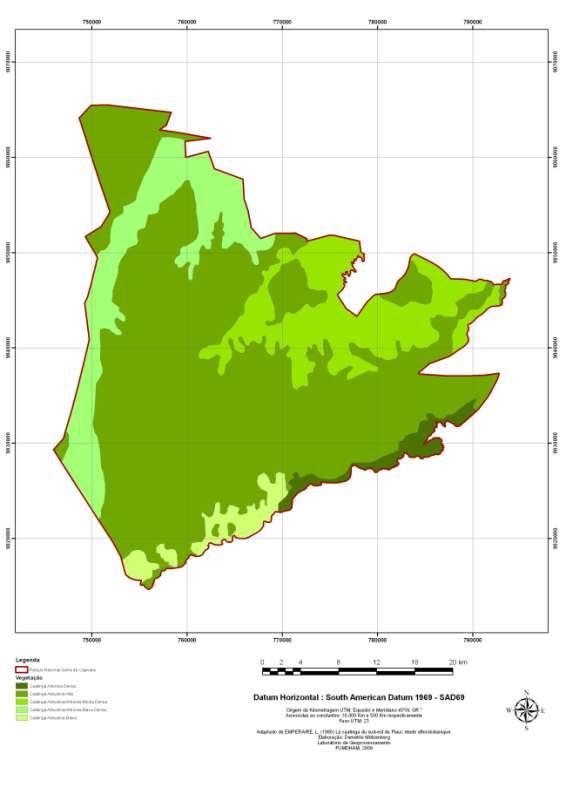 Figura 32: Distribuição da vegetação no Parque Nacional Serra da Capivara.