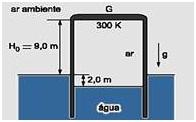 Questão 10 Física termodinamica ID: gases6 Simples Escolha* O gasômetro G, utilizado para o armazenamento de ar, é um recipiente cilíndrico, metálico, com paredes laterais de pequena espessura.