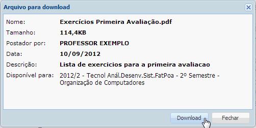 11.22 Central de downloads Na Central de Download são exibidos os arquivos