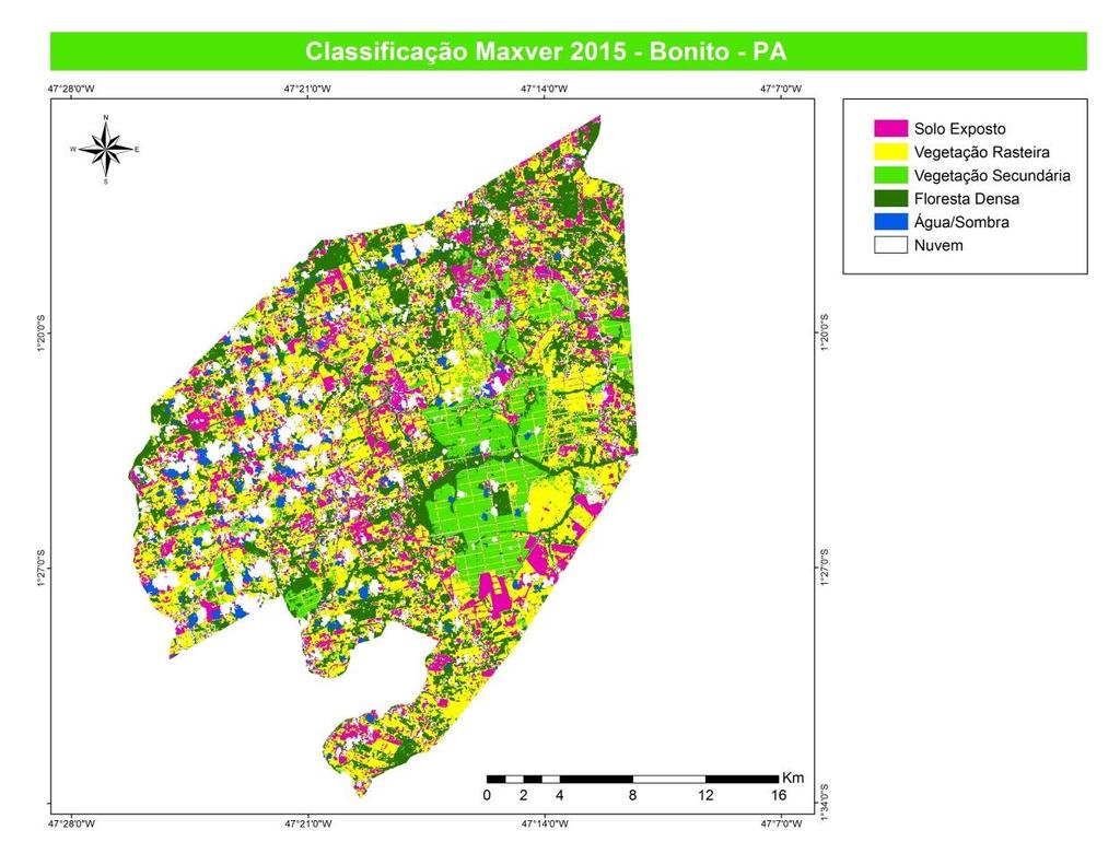 Figura 1 Imagem classificada referente ao ano de 2015 do município de Bonito.