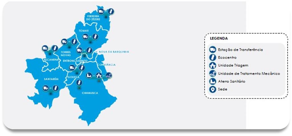 Municípios: Alcanena, Chamusca, Constância, Entroncamento, Ferreira do Zêzere, Golegã, Santarém, Tomar, Torres Novas, Vila Nova da Barquinha População: 201 673 hab Área (km 2 ): 2 466 Web: http://www.