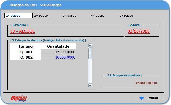 3. Ao clicar em ABRIR é exibida a mesma tela utilizada para Gerar LMC, porém apenas para Visualização.