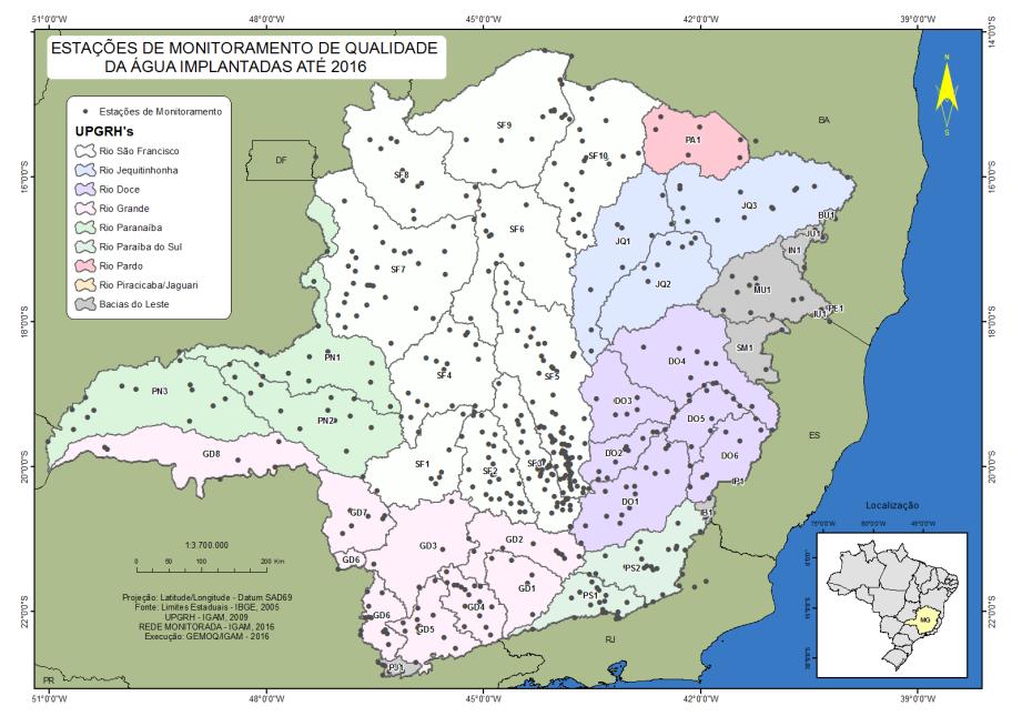 Programa de Monitoramento da Qualidade das Águas de Programa de monitoramento Minas Gerais da qualidade das águas em Minas Gerais - IGAM Locais de monitoramento da qualidade da água em