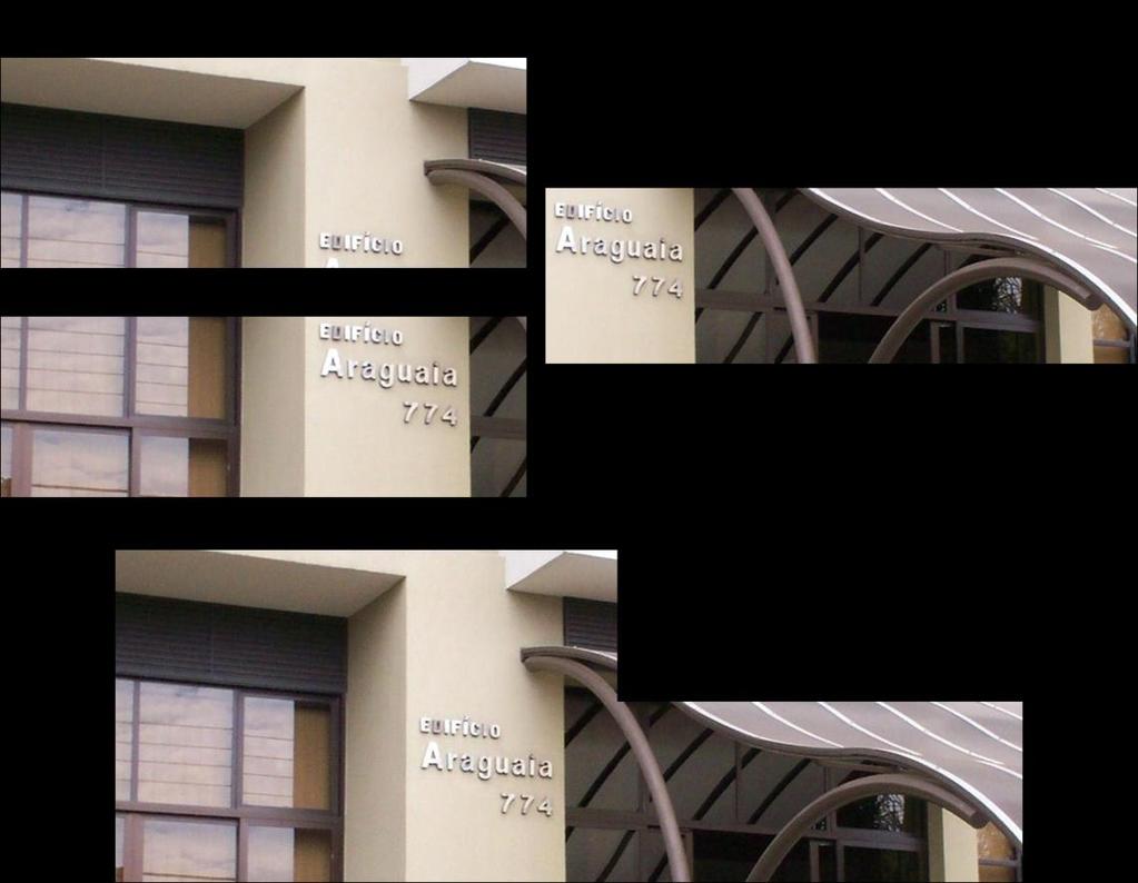 Figura 13. Panografia de três imagens transladadas horizontal e verticalmente. (a) Imagem de entrada 1. (b) Imagem de entrada 2.