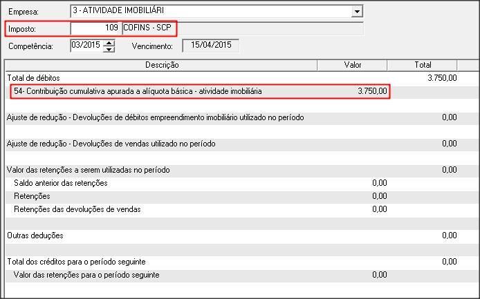 O sistema irá realizar o seguinte cálculo como exemplo: Unidades Tributadas (mês) 125.