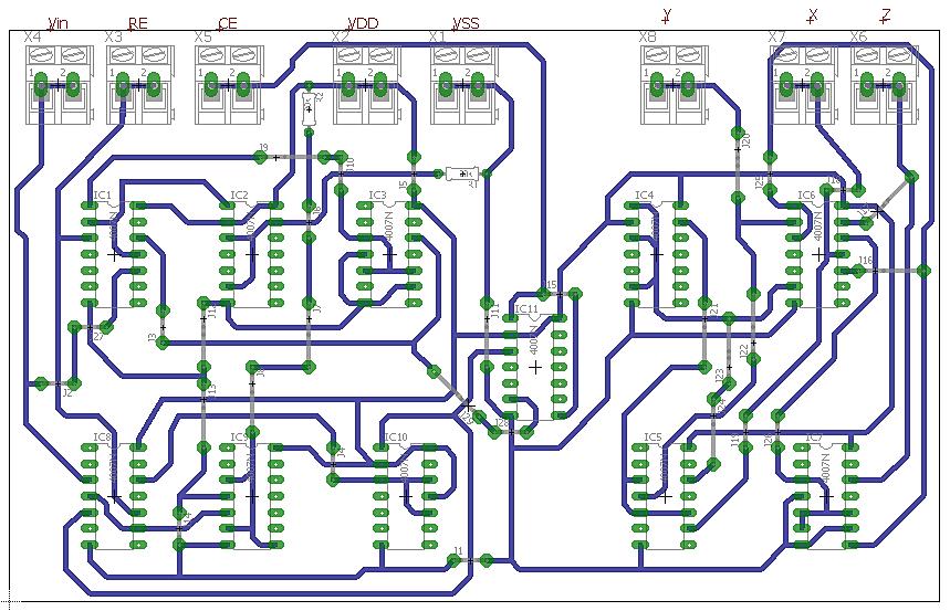 O respectivo layout para este diagrama está demonstrado na figura 23 detalhadamente com todas as conexões das trilhas e posição dos componentes do circuito.