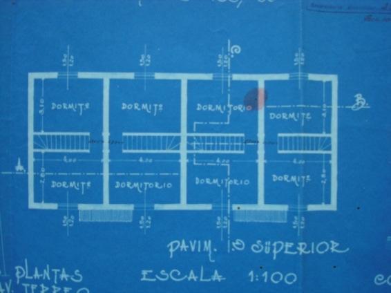 FIGURA 50 Vista do projeto mostrando a planta do piso inferior do sobrado com 4 residencias proposto na Vila Itapura.