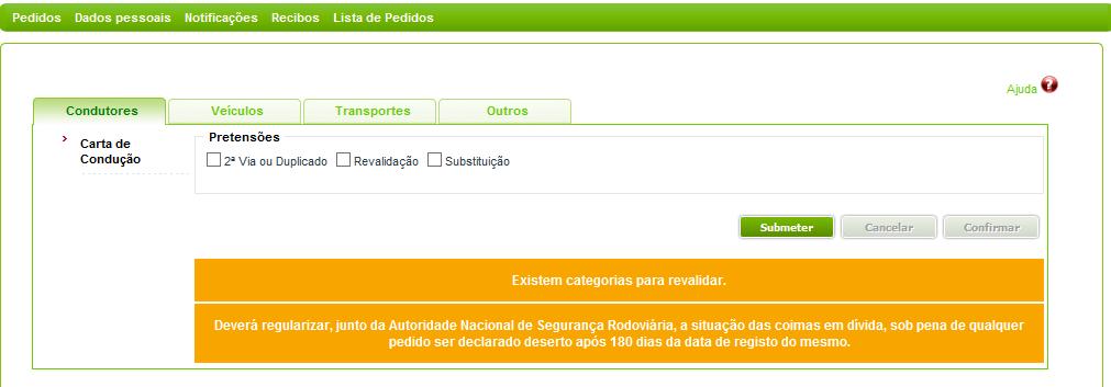 pt Caso surjam as mensagens infra: Se pretende efetuar um pedido de Substituição deverá selecionar também revalidação.