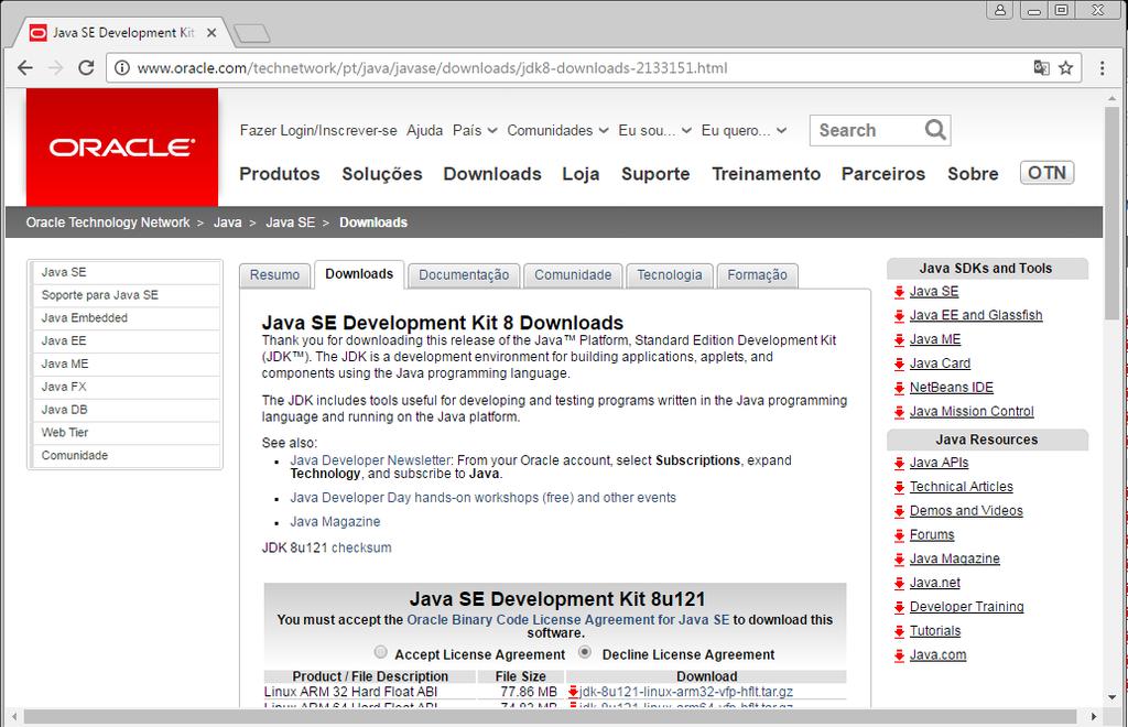 2. Softwares Necessários 2.1 Ambiente Java O primeiro passo para instalação do SGPA é a instalação do ambiente Java.