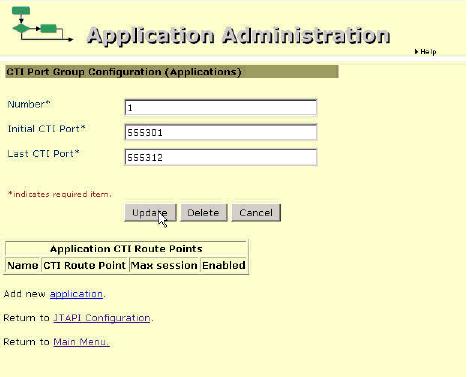 atualização. Crie o usuário RM Termine estas etapas para criar o usuário RM. 1. Da página da configuração de grupo da porta CTI, clique o menu principal. 2.