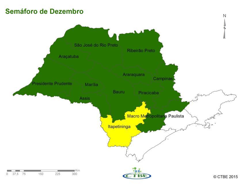 Nesse mês de dezembro, o balanço hídrico apresentou aumento do déficit no norte do estado, nas