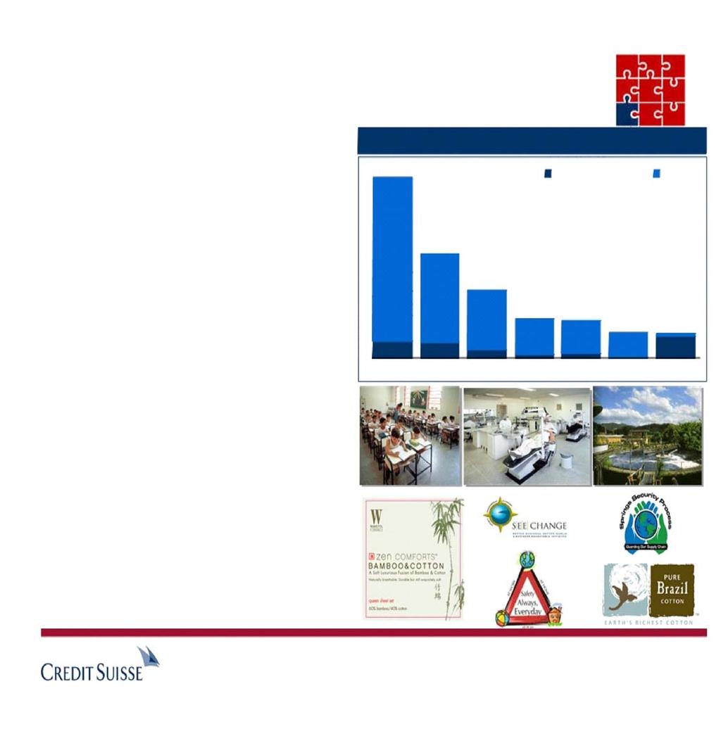 Vantagens Comparativas da Springs Global Práticas de Negócios Sustentáveis Investimentos em produtos de baixo impacto ambiental Membro fundador do Conselho do Pure Brazil Cotton Membro do Comitê de