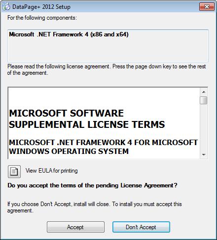 Quando um contrato de licença para o componente Microsoft.NET Framework 4 (Figura 2) aparecer, clique em Aceitar.