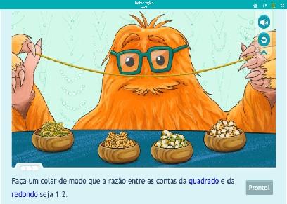 3 Utilizando o modo de apresentação, apresente o episódio Matific Co nt as e f raç õ e s - R azõ e s para a classe, usando o projetor.