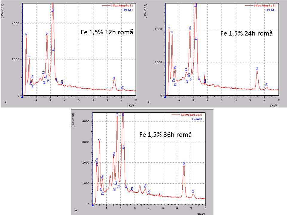 devidos a presença de Fe nas amostras, indicando que o processo de impregnação de Fe utilizando agentes redutores naturais foi eficiente.