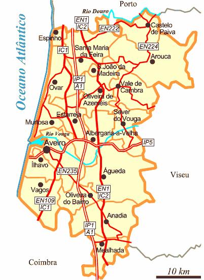 Figura n.º1 Mapa do Distrito de Aveiro Fonte: http://viajar.clix.pt/geo.php?